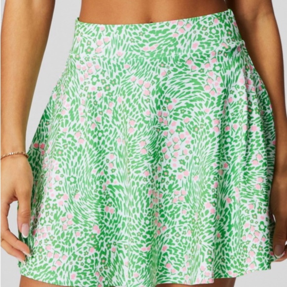 Fabletics Floral Green and Pink  Flounce Skirt NWOT